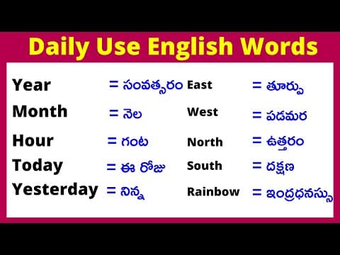 Daily use telugu to english dictionary - daily use english words