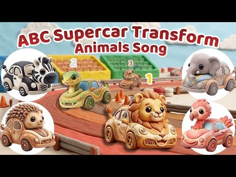 ABC Safari Animals πβ‘οΈ Supercar Clay Transformations! π― Animal Sounds & Alphabet Song for Kids πΆ