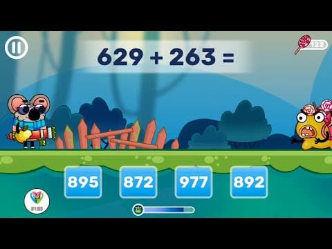 3-Digit Addition with Monsters Shooting Adventure
