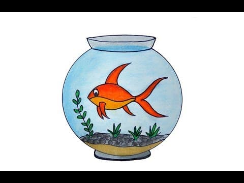 How to draw a Fish Aquarium easy and simple, Fish Tank drawing