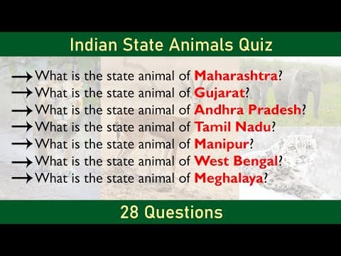 Indian State Animals Quiz | India General Knowledge Quiz | 28 Questions | India GK
