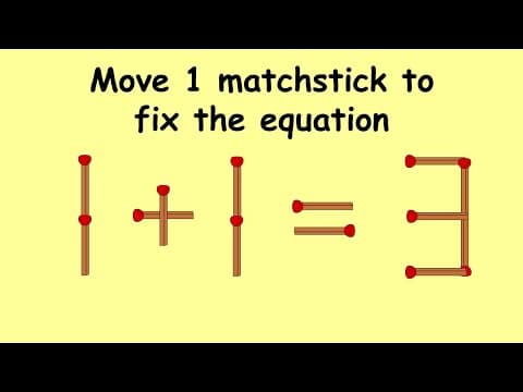 Fix 1+1=3 | Match Stick Puzzles part 28 | Puzzles with Answer