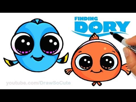 How to draw baby dory and nemo easy step by step cute - finding dory movie
