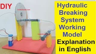 hydraulic braking system explanation in english - science project for exhibition