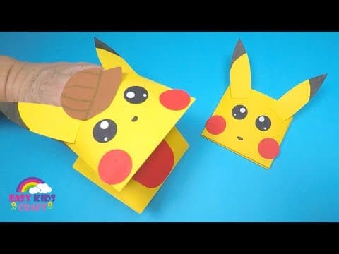 How to Make a Paper Pikachu Hand Puppet | Paper Craft for Kids