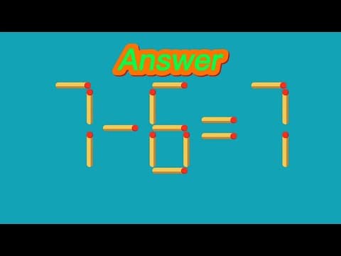 Match stick Puzzle | Turn the wrong equation 7-6=7 into correct