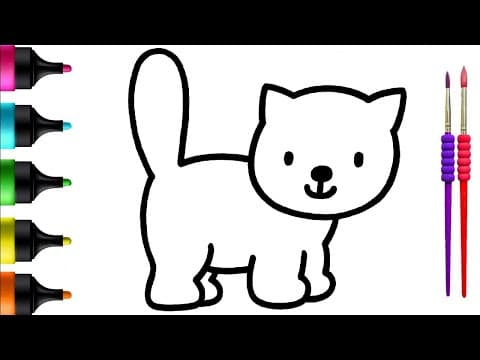 Cute Kitten Drawing, Painting & Coloring | Fun Art for Kids & Toddlers