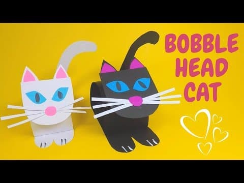 How to Make a Bobble Head Paper Cat | Easy Paper Crafts for Kids