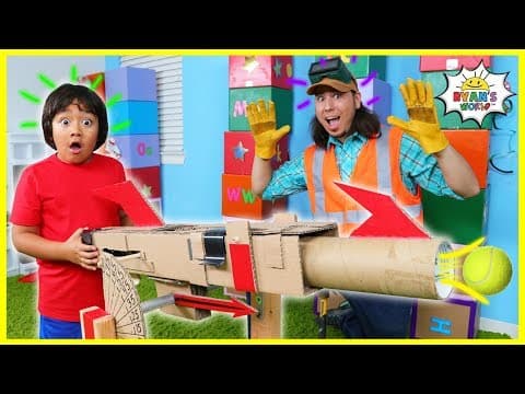 How to Make DIY Ball Launcher from Cardboard with Ryan and Builder John!!! - YouTube