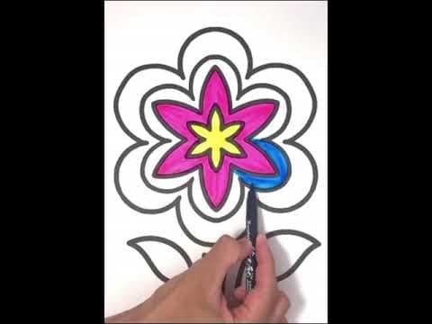 Easy flower coloring pages coloring video for kids#shorts
