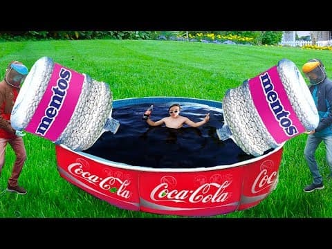 Experiment- Coca cola and Mentos in the Pool