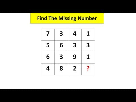 Reasoning question - table missing number puzzle