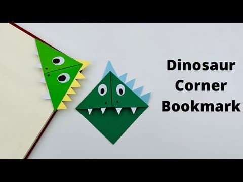 Origami Paper Dinosaur Corner Bookmark / Origami Bookmark / Paper Craft / Paper Dinosaur Bookmark