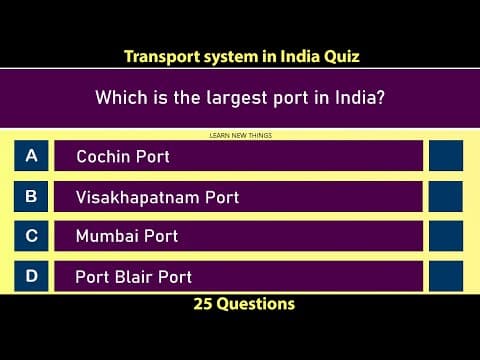 Transport system in india quiz-india general knowledge questions and answers-geography-mcq