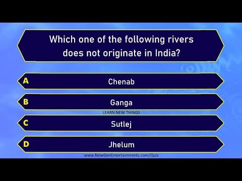 Rivers of India Quiz | 25 Questions | India Geography Quiz | GK Questions on Rivers of India