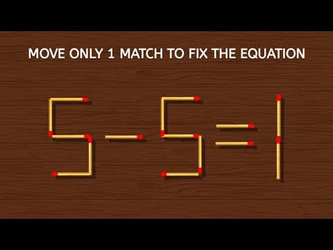 Correct the wrong equation 5 - 5 = 1. Puzzles with matches