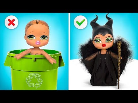 Magical transformation of an ordinary doll into into evil fairy