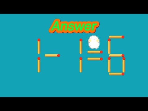 Matchstick Puzzle | Move only 1 match to fix the equation, 1-1=6