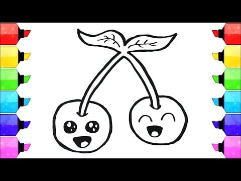 Draw, Paint & Color Ripe Cherries | Kids & Toddlers Art | Easy Fruit Drawing Tutorial