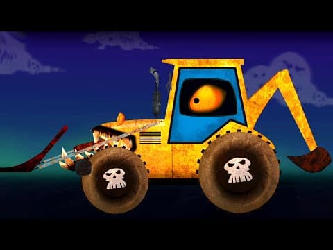 Backhoe Loader, Halloween Car Cartoon Videos For Kids
