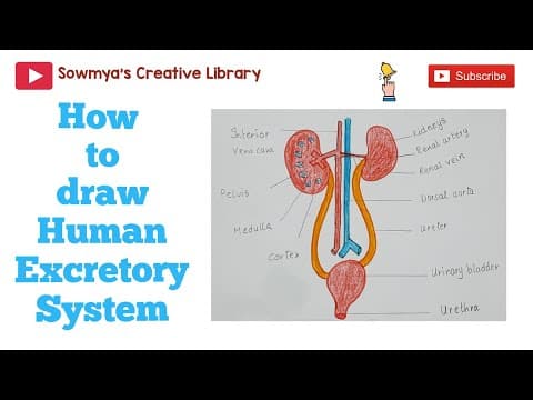 How To Draw Excretory System Easy / How To Draw Kidneys Easy For Kids|Human excretory system drawing
