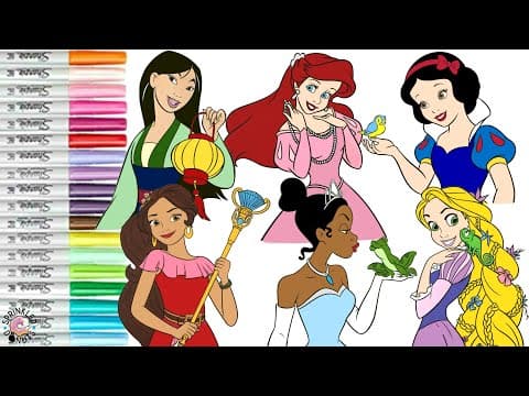 Disney princess coloring book compilation snow white mulan elena tiana ariel rapunzel