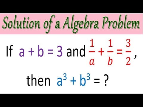 Solution of an Algebraic Problem I Important problem asked in previous competitive Exam
