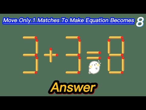 IQ Test | Move 1 Matchsticks To Make The Equation True? Matchstick Puzzles