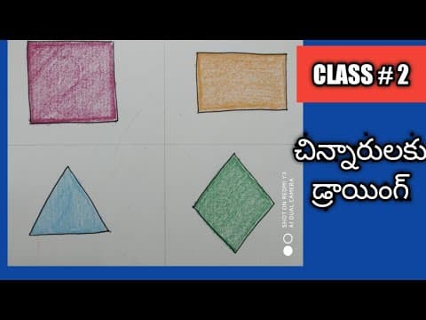 Kids drawing in telugu || learning shapes||filling colour in shapes||