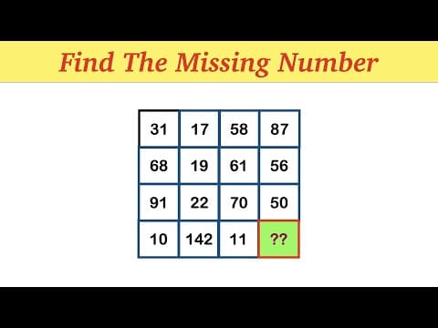 Find the missing number - table missing number puzzle