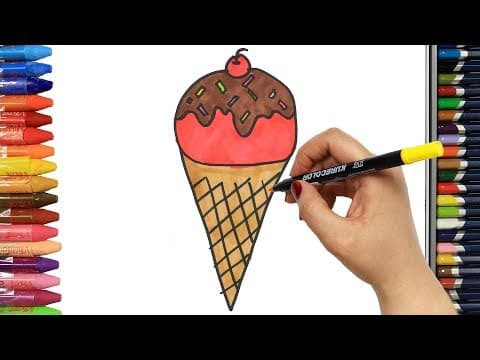 How to draw ice cream - drawing and coloring for kids