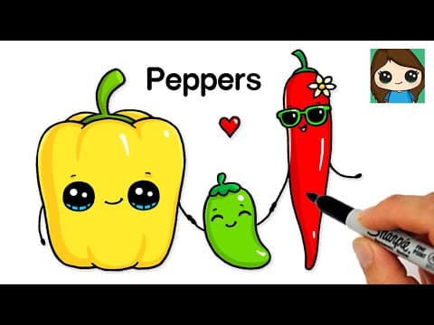 How to draw peppers easy - veggie series