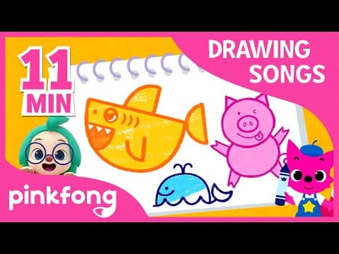 How to draw a Baby Shark and more | +Compilation | Drawing Songs