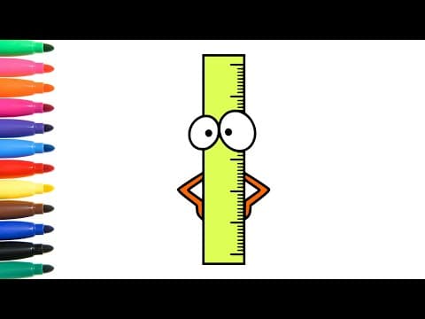 Cartoon ruler drawing and coloring for kids and toddlers