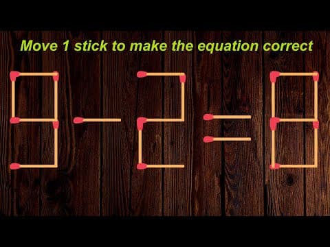 Turn the wrong equation into correct just in 1 move 9-6=7 #matchstick #puzzle #matches #riddles