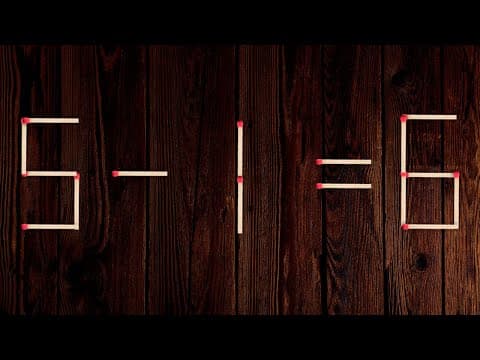 Turn the wrong equation into correct just in 1 move 5-1=6 #matchstick #puzzle